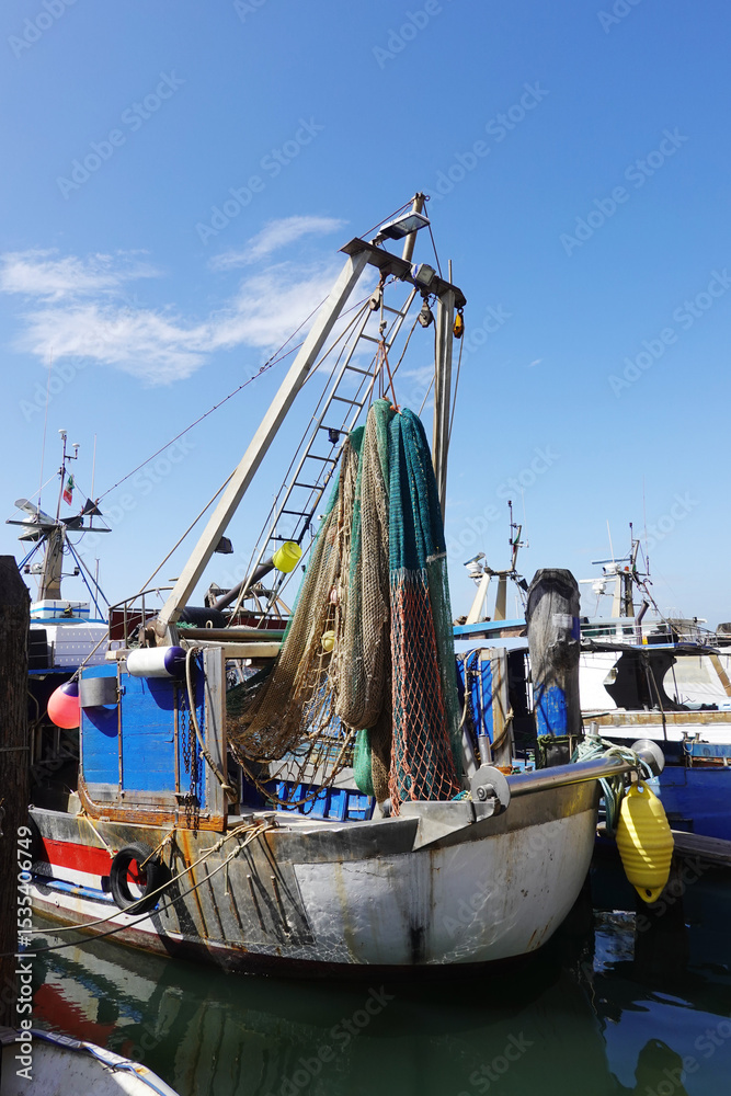 Fototapeta premium Old fishermen boats in Sottomarina, Venice, Italy 