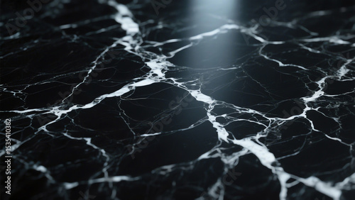 Black marble texture with white veins