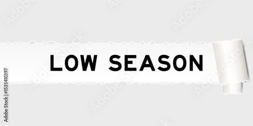 Ripped gray paper background that have word low season under torn part