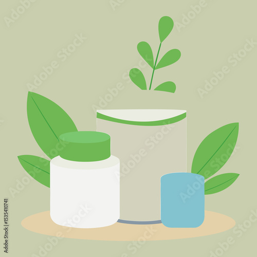 Vector art illustration of skin care or cosmetic products