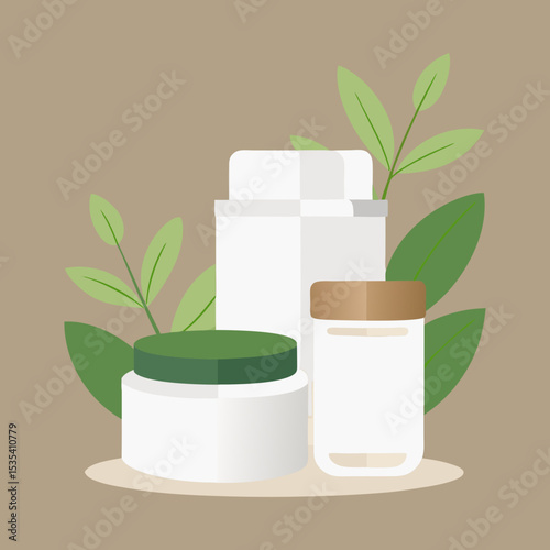 Vector art illustration of skin care or cosmetic products