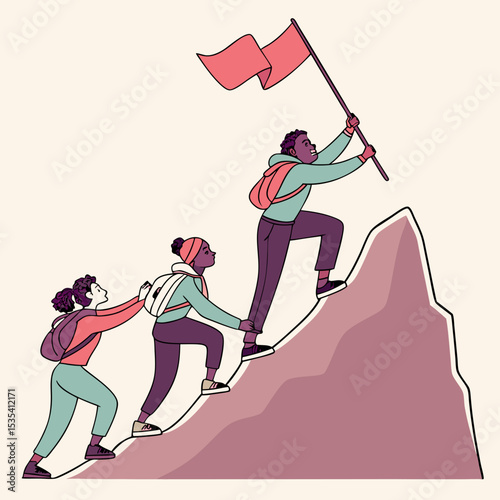 vector illustration of a man climbing up