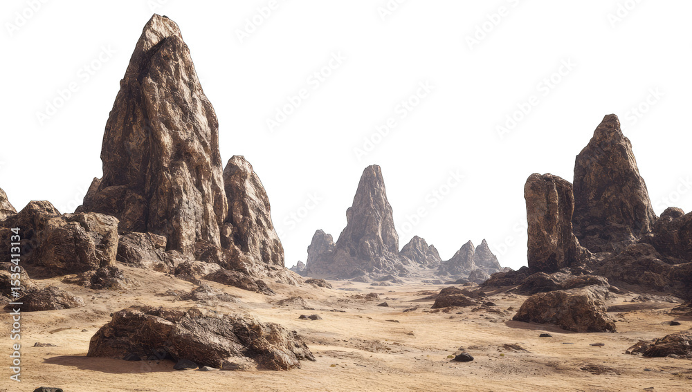 Fototapeta premium Desert landscape with jagged peaks