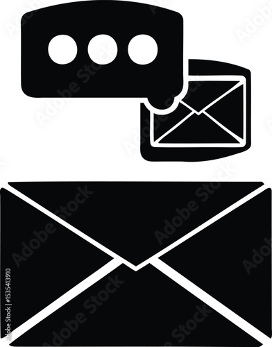 Speech bubble with dots and envelope icon, a vector illustration for communication design, messaging apps, and email notifications.