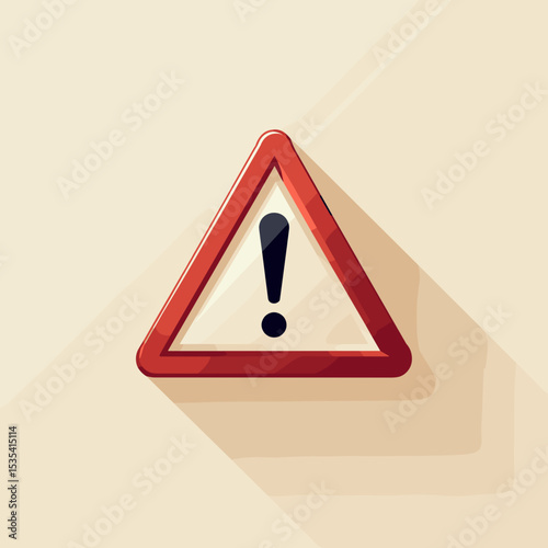Red triangle with exclamation point, danger warning sign with space for copy