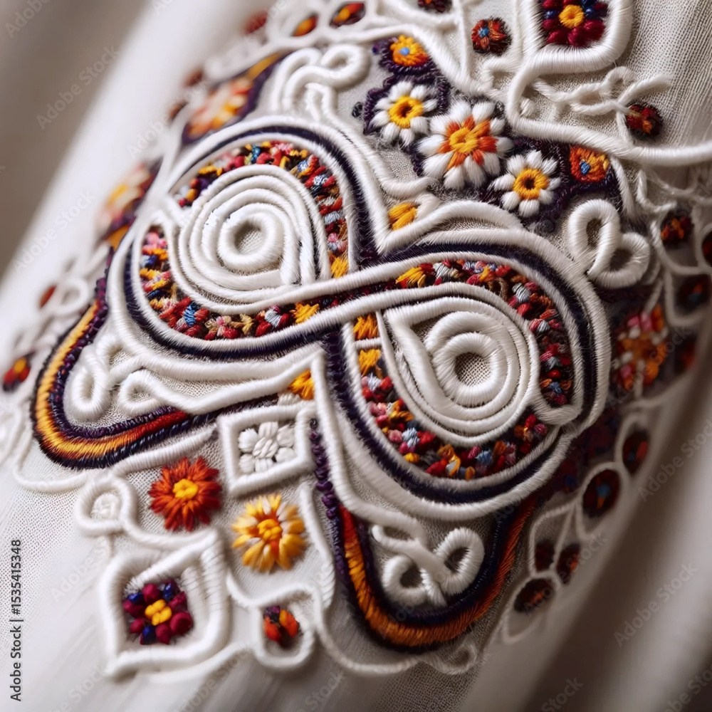 Obraz premium Vyshyvanka sleeve detail, Ai generated image