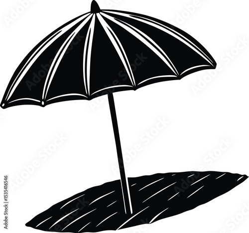 A beach umbrella silhouette white background