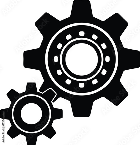 Silhouette of gear wheels vector illustration for settings, engineering, industry, or technology use
