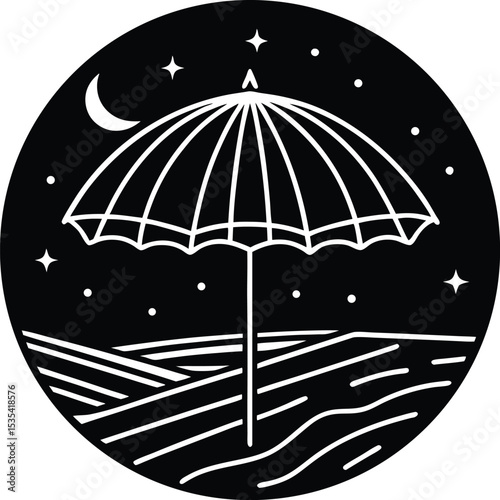A beach umbrella silhouette white background