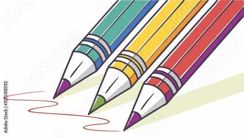 Set of colorful cartoon drawing pencils – vector illustration


