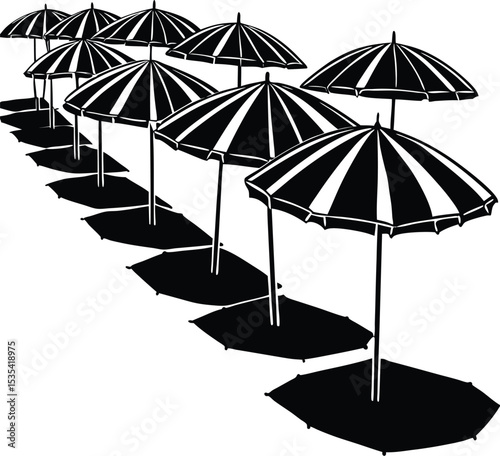 A beach umbrella silhouette white background