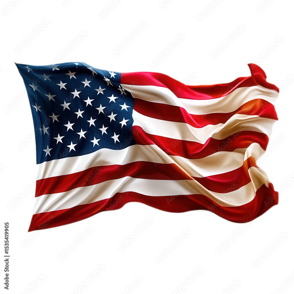 Fototapeta premium Waving American Flag Red White Blue Stripes Stars 1024x1024 Pixels USA flag