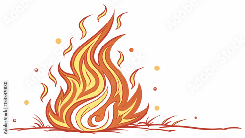 Vector illustration of blazing fire flames on white background

