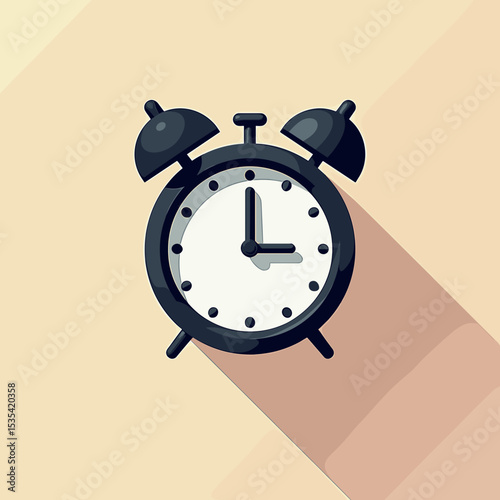 Alarm clock on a tan background, represents urgency and schedules, with space for copy