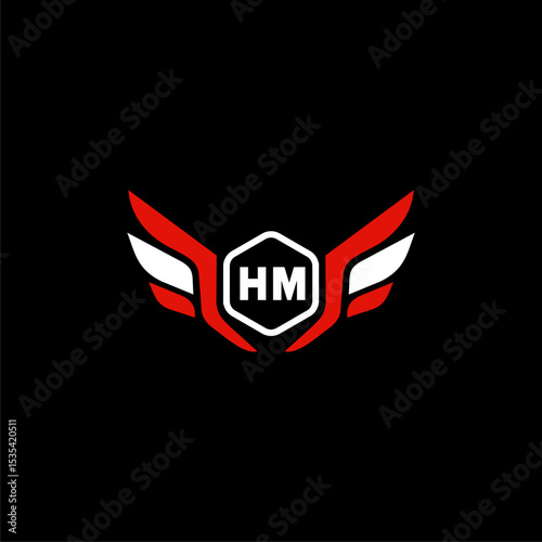 HM Initials Vektor Stok Otomotif Logo Design