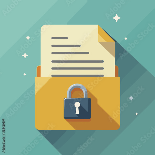 Locked file folder with documents, security concept for websites