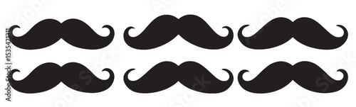 Stylish Black Moustache Clip art Set Perfect for Party Invitations or Masculine Designs
