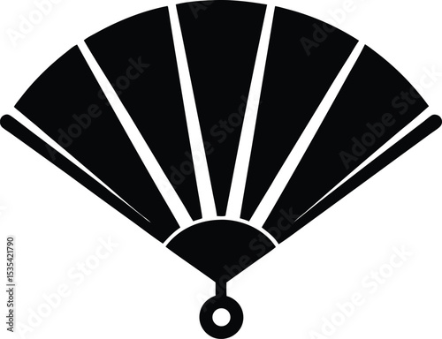 Elegant black silhouette of a traditional Chinese fan.