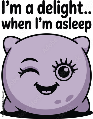 Cute Wink Pillow Character Sweet Dreams Sleep Design Illustration fun art kid soft rest cozy icon   