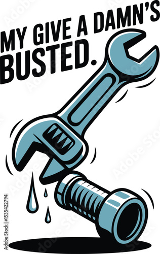 Broken Wrench Bolt Repair My Give A Damn's Busted Mechanic Tool fix pipe blue image white style     