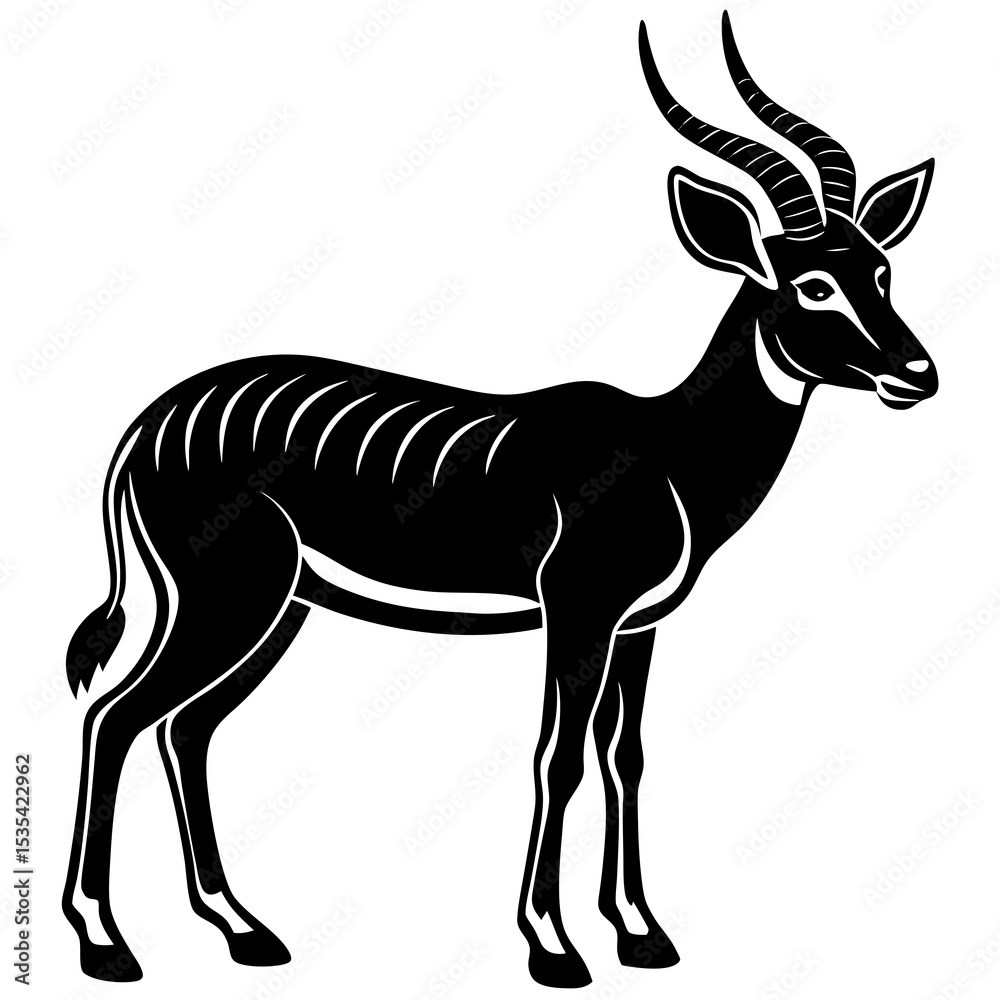 Fototapeta premium Vector illustration of sable antelope animal wildlife with horns isolated on white background image