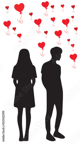 silhouette of a couple and sad boy 