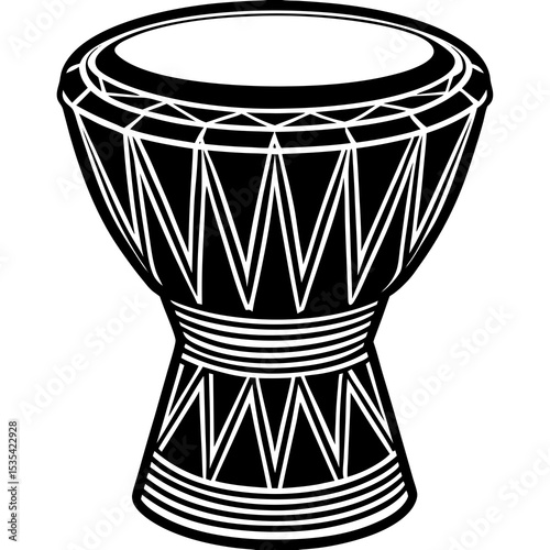 Explore the rhythm of africa with this detailed djembe drum vector graphic for your creative projects