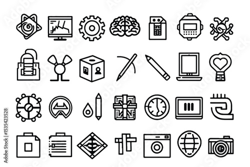 Technology icon set in thin line style.