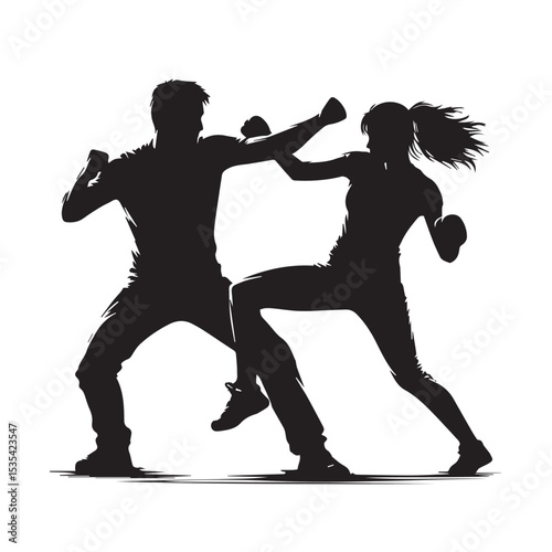 silhouette of a fighting couple