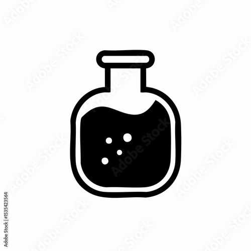 Erlenmeyer Flask with Liquid and BubblesVector
