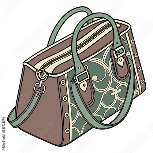 Vector illustration of stylish ladies handbag isolated on white background

