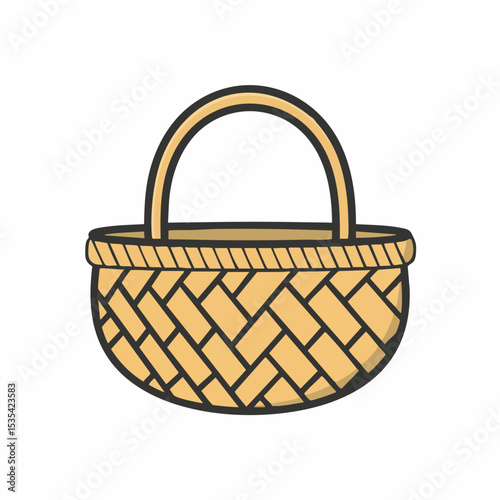 Woven Basket with HandleVector