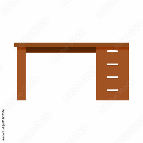 Wooden Desk with Lateral File CabinetVector