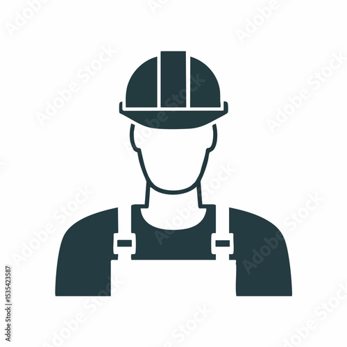 Worker Icon Hard Hat and OverallsVector