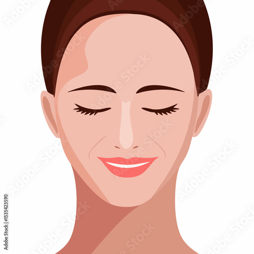 Womans face eyes closed smilingVector