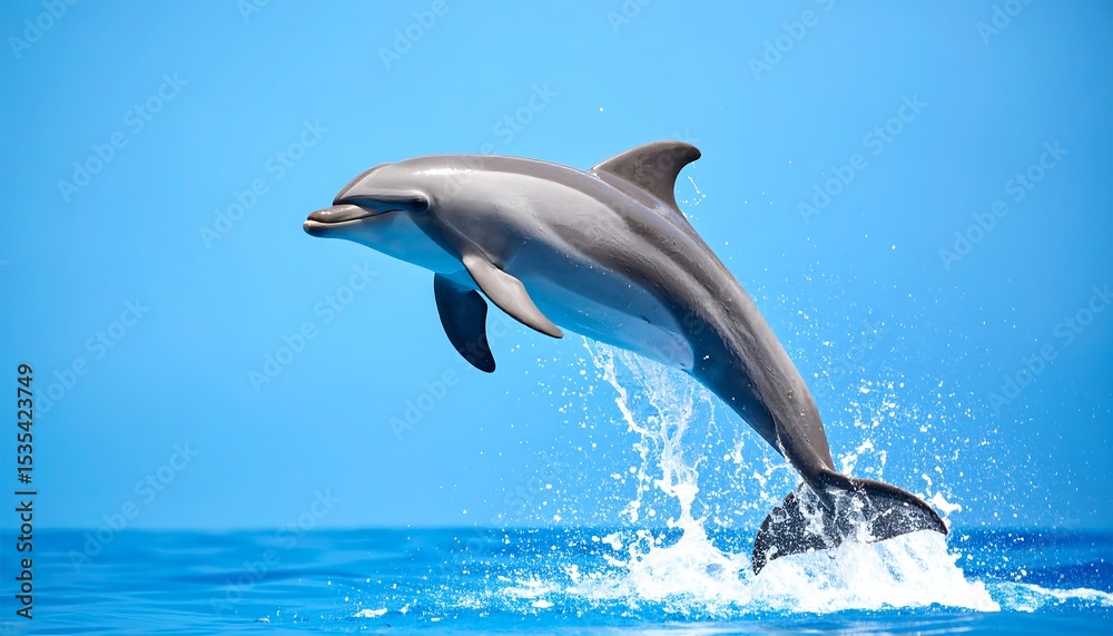 Fototapeta premium Dolphin leaping, vibrant colors