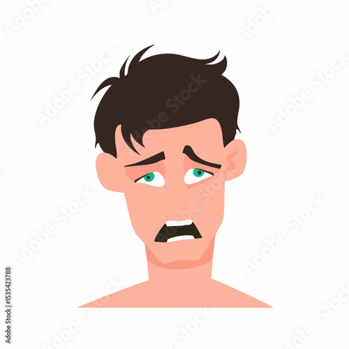 Vector Illustration Mans Frightened Facial ExpressionVector