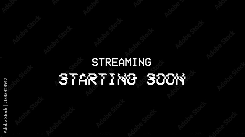 streaming starting soon text with glitch distortion effect animation
