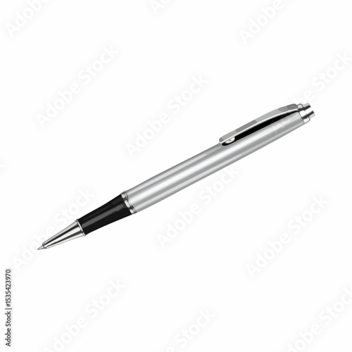 Silver Ballpoint Pen Vector IllustrationVector
