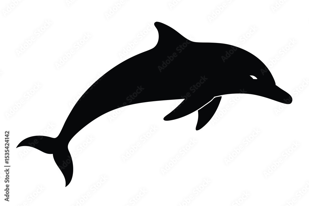 Fototapeta premium Elegant Dolphin Silhouette Swimming in the Ocean