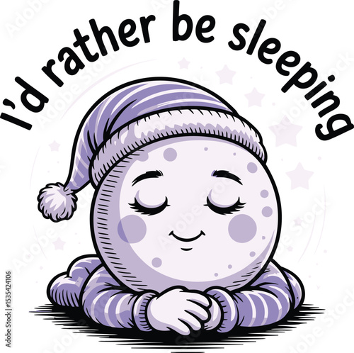 Cute Sleepy Moon Character Sweet Dreams Night Sky Illustration Design kid art rest calm cozy baby   