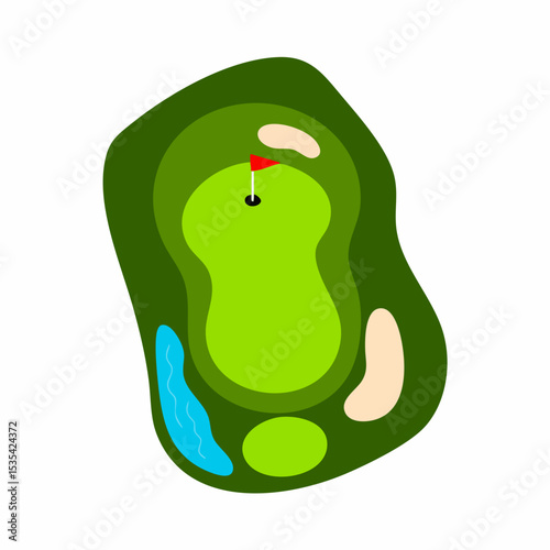 Golf Course Hole Aerial ViewVector
