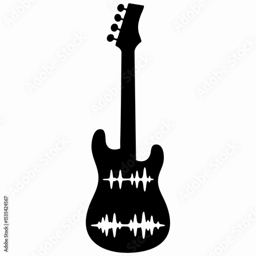 Electric Guitar with Sound WavesVector