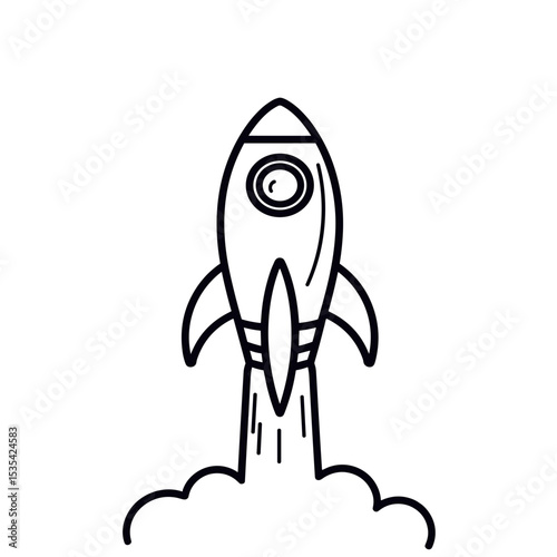 Rocket Line Art for Career Growth and Success Concept, Copyspace