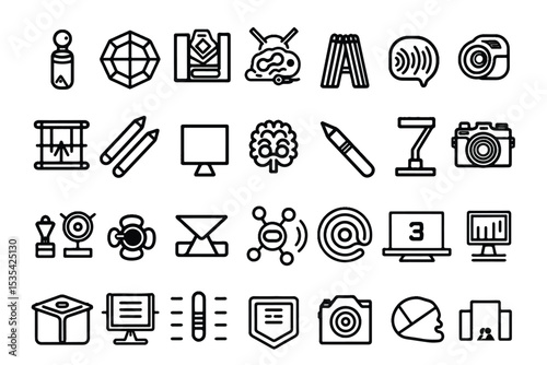 Technology icon set in thin line style.