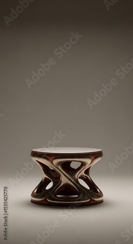 A modern and elegant sculptural coffee table with unique organic shape and design