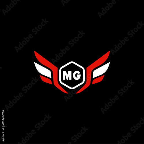 MG Initials Vektor Stok Otomotif Logo Design