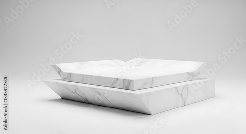 Elegant two-tiered marble display stand for product presentation and minimalist design