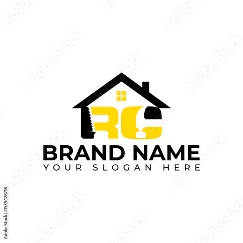 RC CR Home, Construction, Estate, Builder Logo Design vector art illustration
