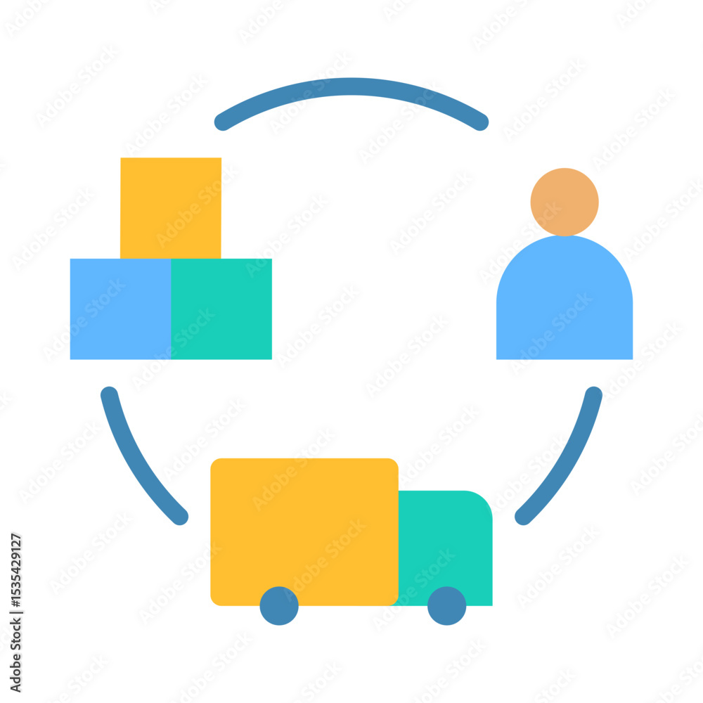 Fototapeta premium Supply Chain Flow Icon